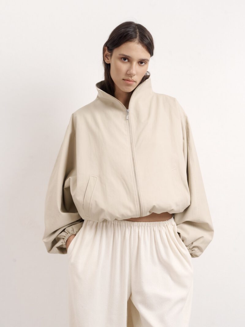 Cropped cotton windbreaker