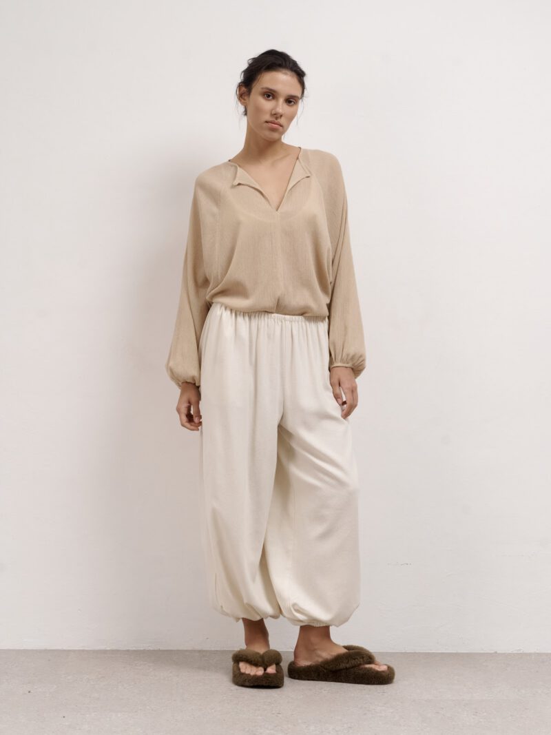 Flower silk-cotton blouse