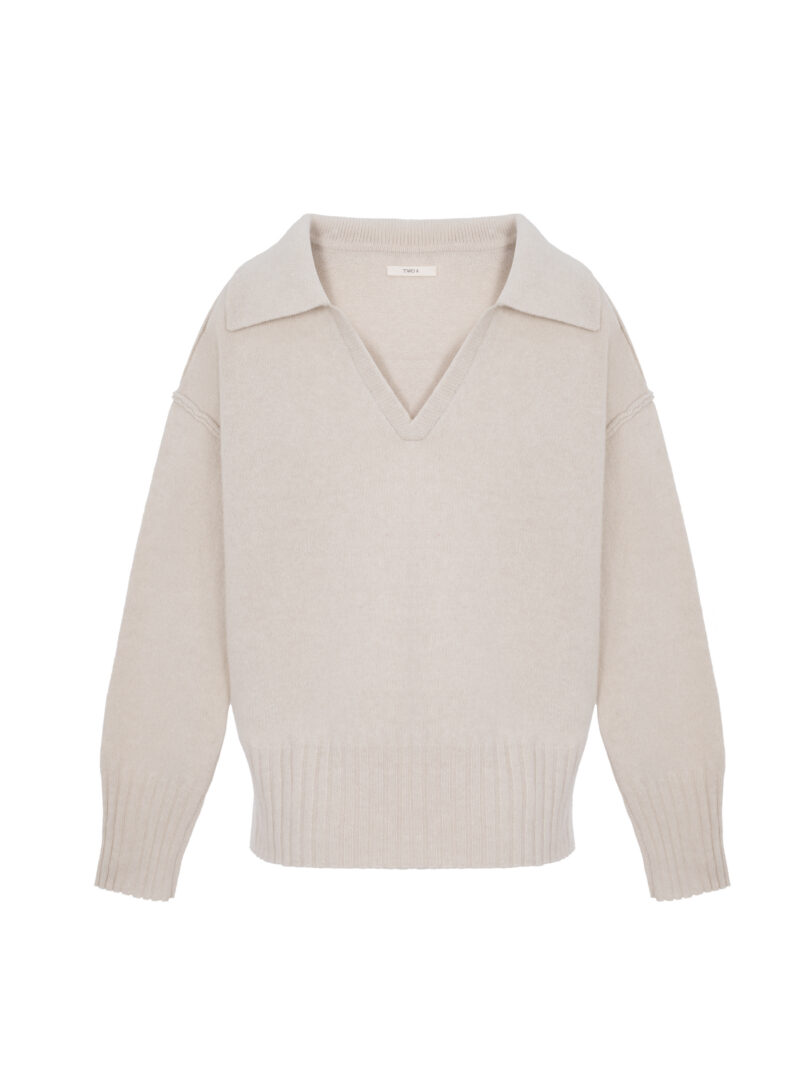 Stone cashmere polo