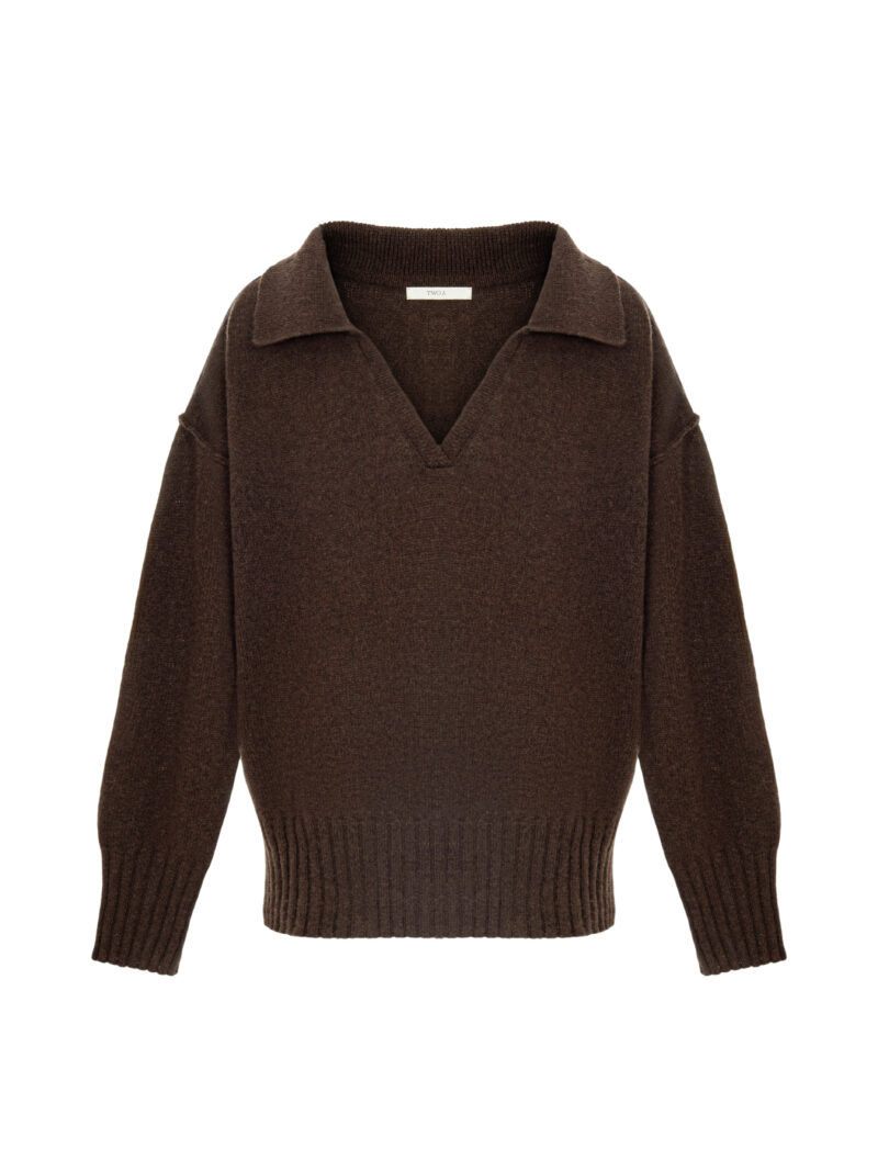 Stone cashmere polo