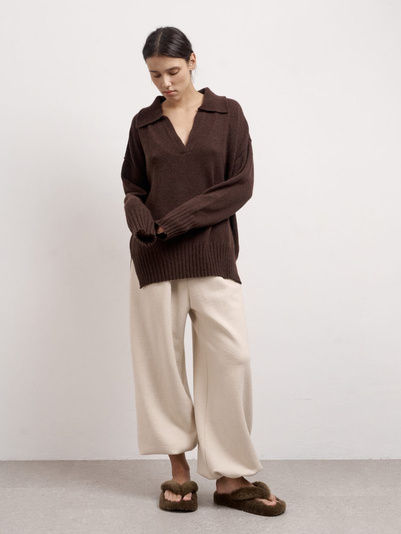 Stone cashmere polo