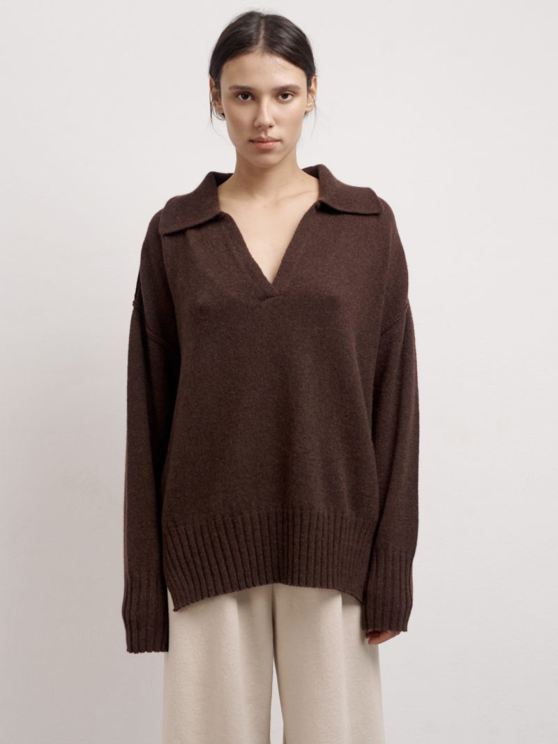 Stone cashmere polo